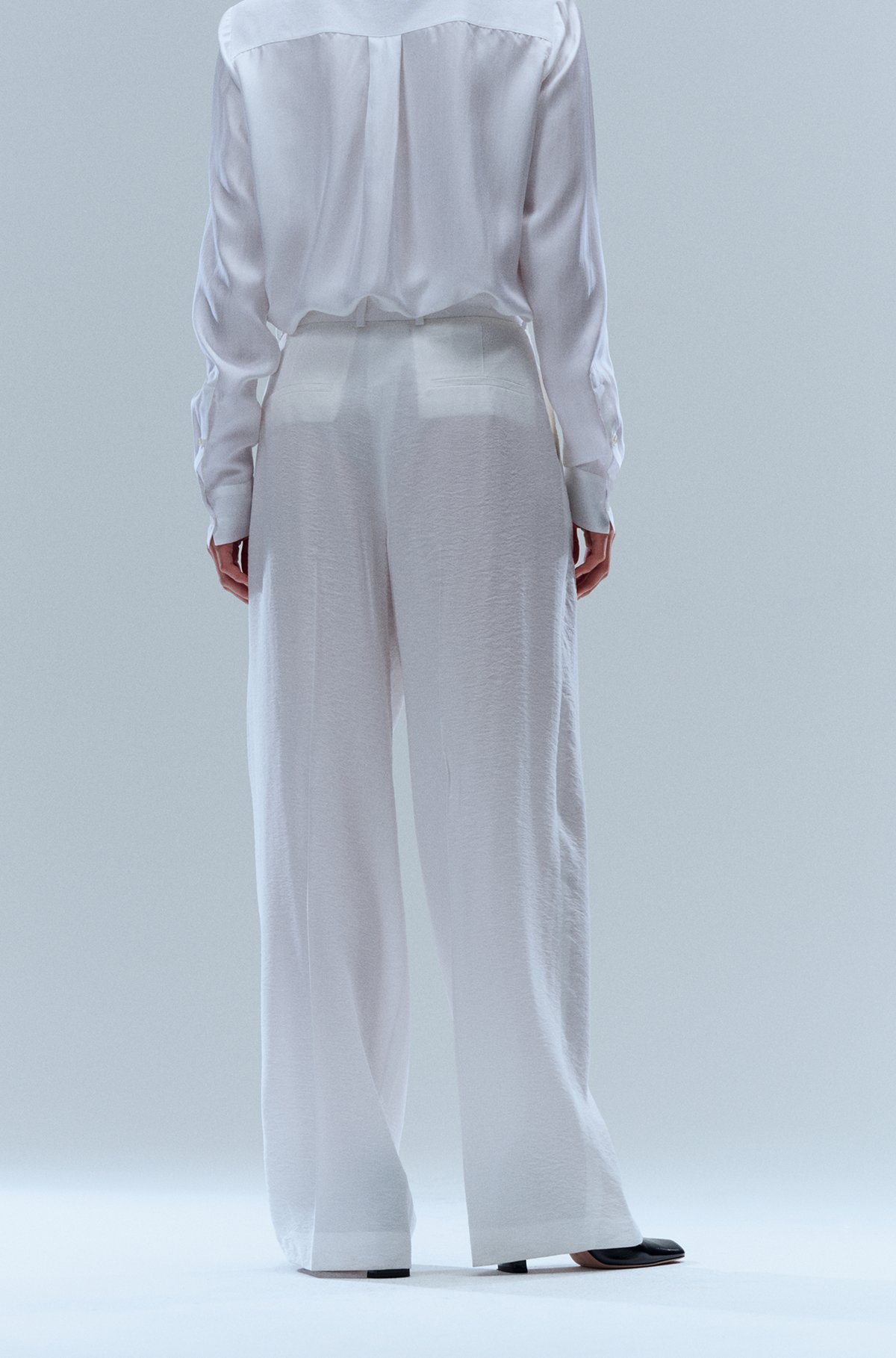 Relaxed-fit trousers with wide leg, White