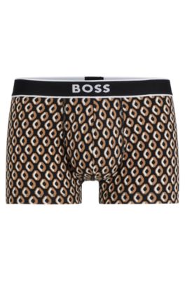 BOSS - Boxers de cintura regular em algodão elástico com estampado ...