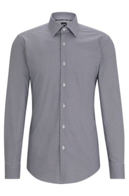 BOSS - Slim-fit shirt in printed stretch cotton