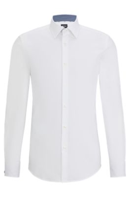 BOSS Slimfit shirt in easyiron stretchcotton poplin