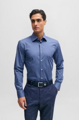 BOSS Slimfit shirt in easyiron stretchcotton poplin