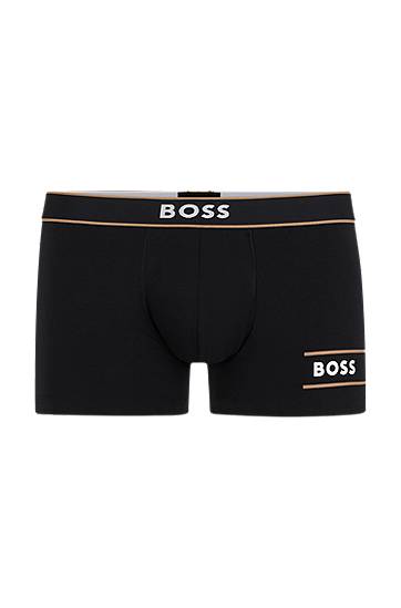Stretch-cotton trunks with stripes and branding, Hugo boss