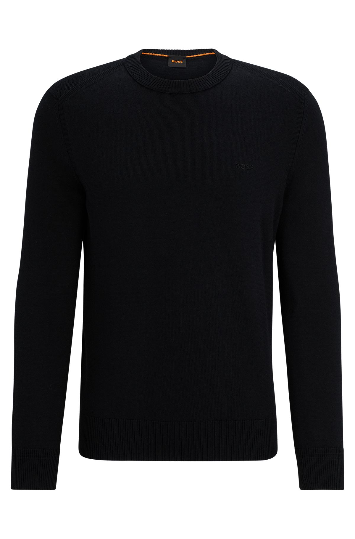 Cotton-jersey regular-fit sweatshirt with embroidered logo, Black
