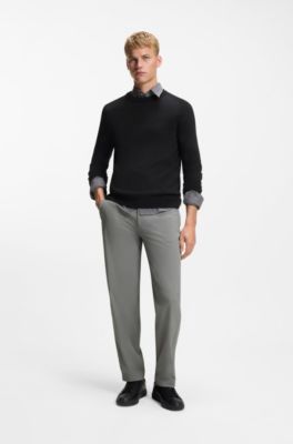 Knitted-cotton sweater with embroidered logo, Black