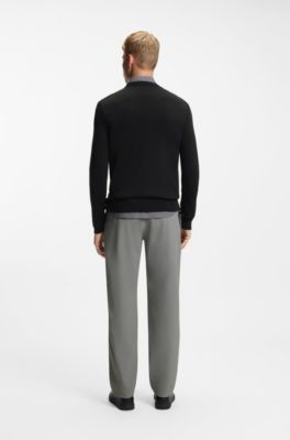 Maglione in cotone con logo ricamato, Nero