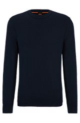 Cotton-jersey regular-fit sweatshirt with embroidered logo, Dark Blue