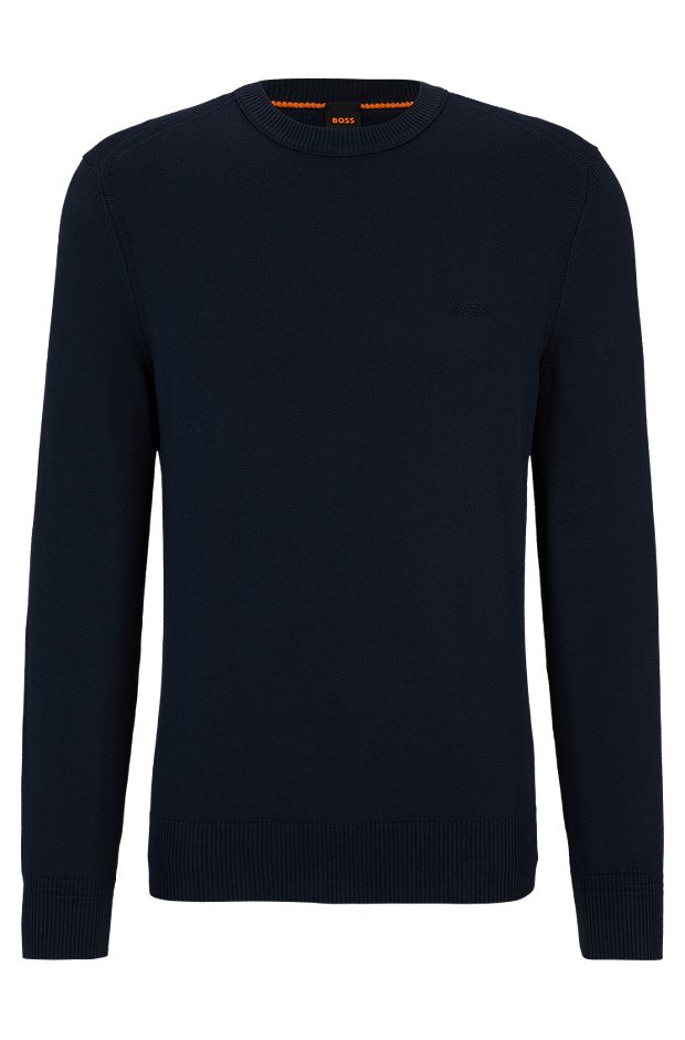 Regular-Fit Sweatshirt aus Baumwoll-Jersey mit Logo-Stickerei, Dunkelblau
