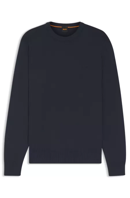Knitted-cotton sweater with embroidered logo