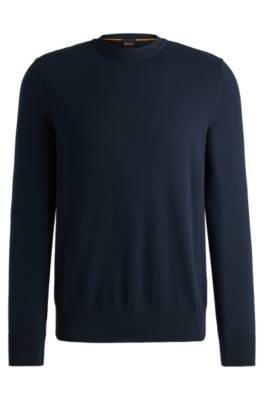 Hugo Boss Cotton-jersey Regular-fit Sweatshirt With Embroidered Logo In Blue