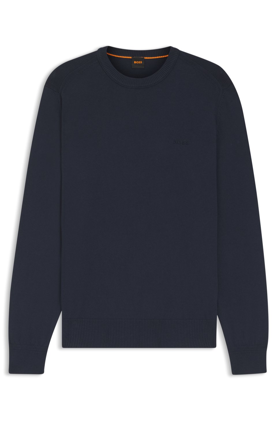 Knitted-cotton sweater with embroidered logo
