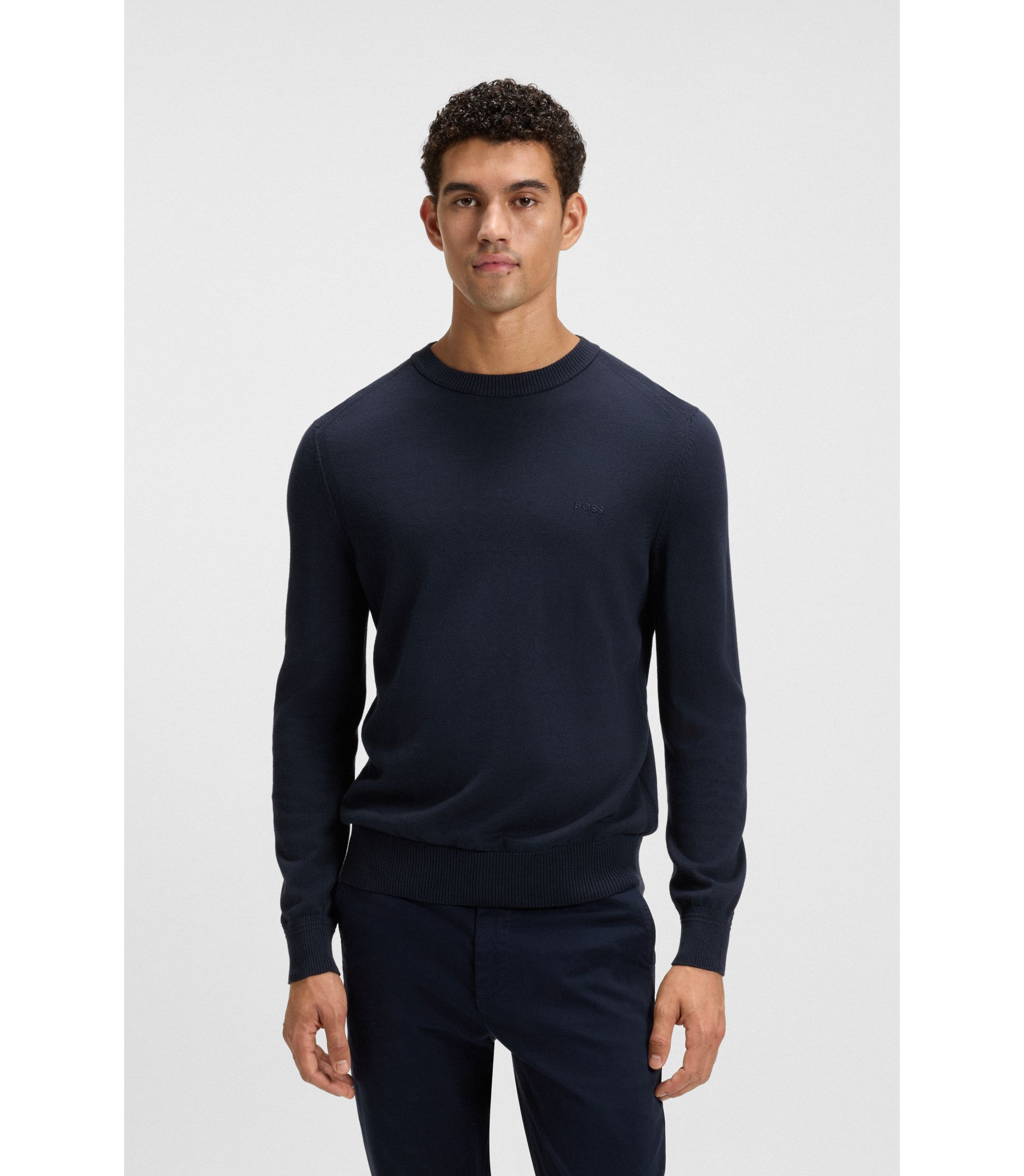 Pullover aus gestrickter Baumwolle mit Logo-Stickerei