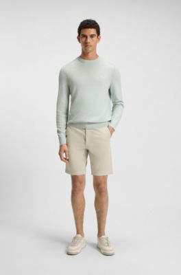 Knitted-cotton sweater with embroidered logo, Light Blue