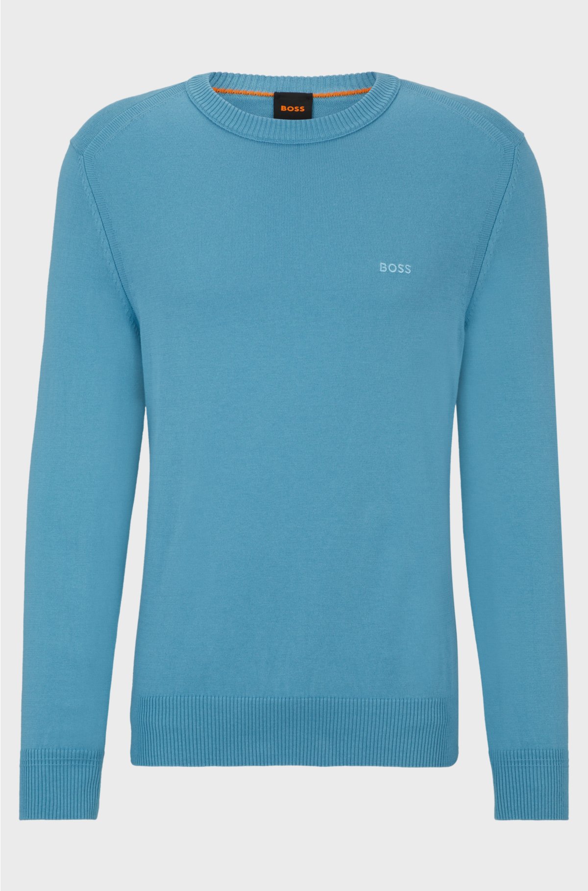 Cotton-jersey regular-fit sweatshirt with embroidered logo, Light Blue