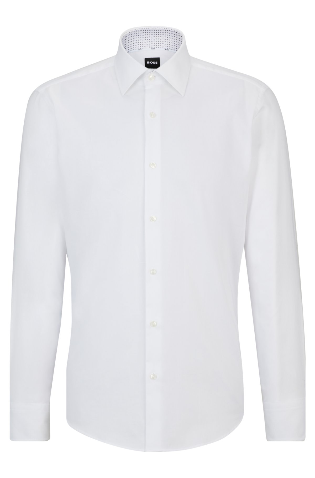 Regular-fit shirt in easy-iron Oxford stretch cotton, White