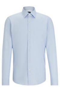 Regular-fit shirt in easy-iron Oxford stretch cotton, Light Blue