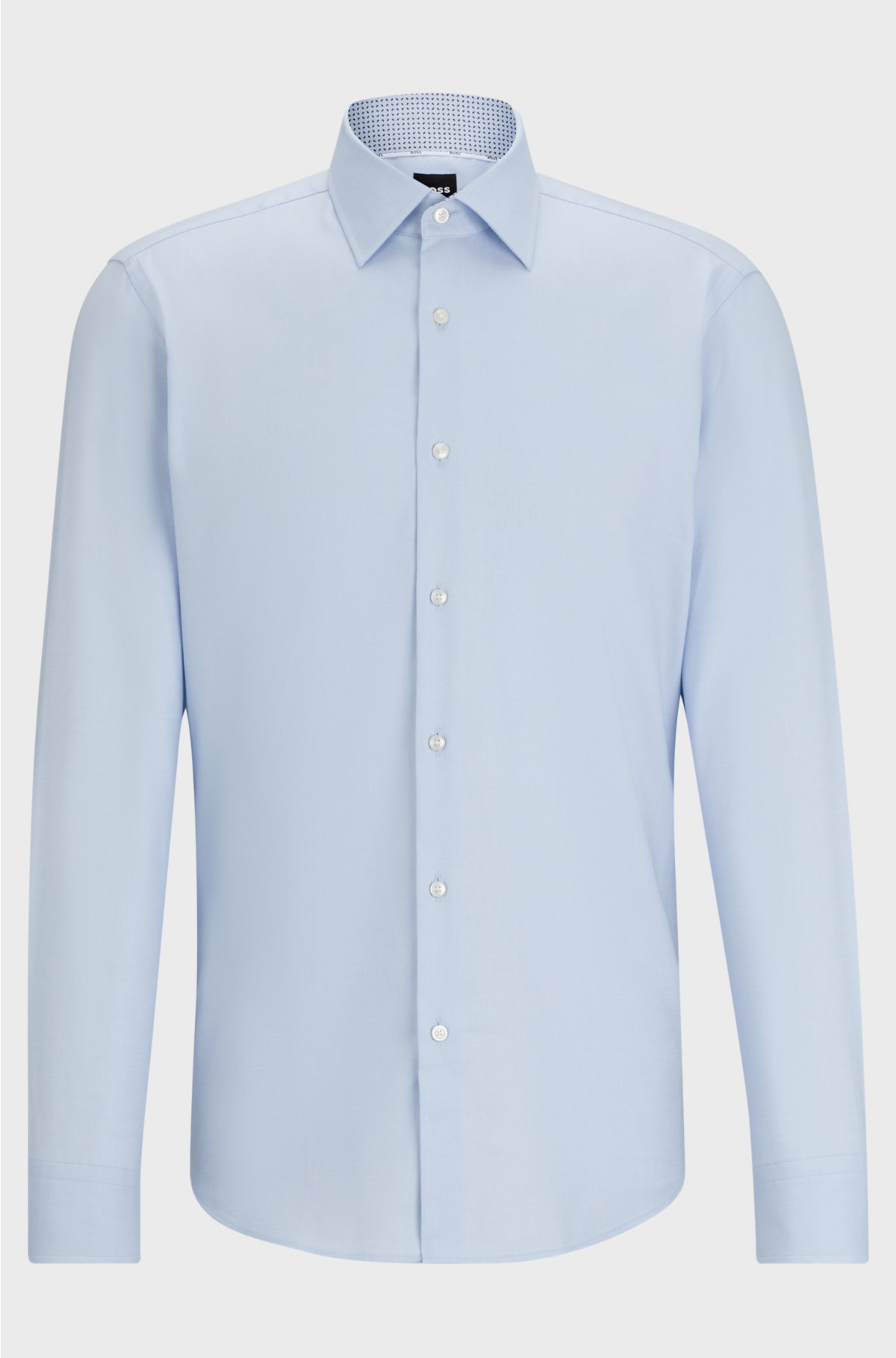 Regular-fit shirt in easy-iron Oxford stretch cotton, Light Blue