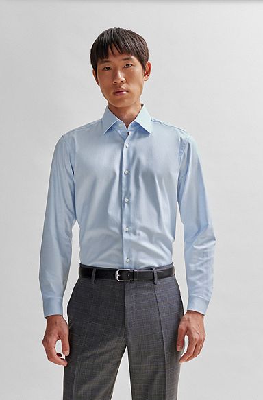 Regular-fit overhemd van gemakkelijk te strijken Oxfordkatoen met stretch, Lichtblauw