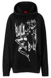 HUGO x Bella Poarch relaxed-fit hoodie, Black