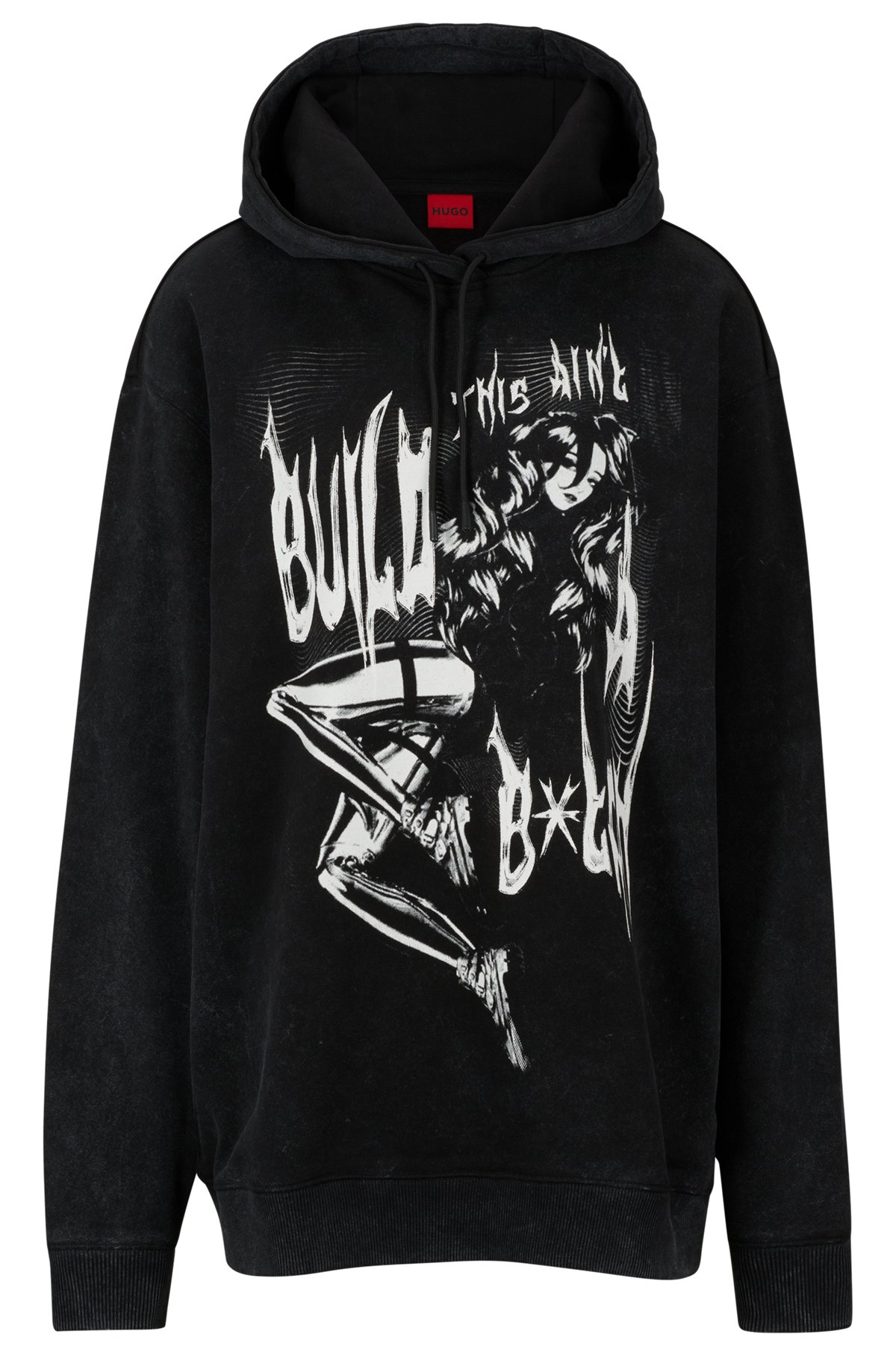 HUGO x Bella Poarch relaxed-fit hoodie, Black