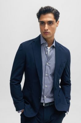 BOSS Slimfit shirt in checked performancestretch fabric