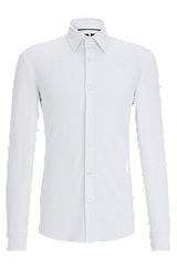 Slim-Fit Hemd aus funktionalem Stretch-Gewebe, Weiß