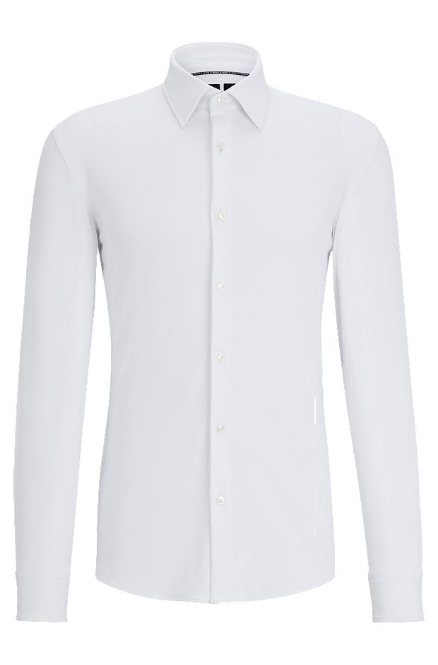 Slim-Fit Hemd aus funktionalem Stretch-Gewebe, Weiß