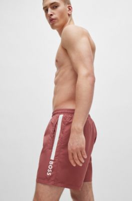red hugo boss swim shorts