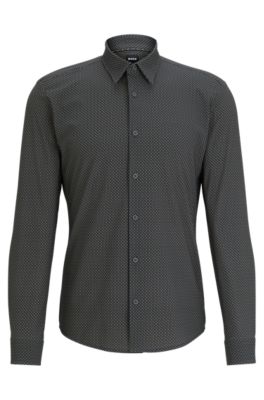 BOSS - Slim-fit shirt in printed performance-stretch fabric