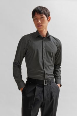 BOSS - Slim-fit shirt in printed performance-stretch fabric 