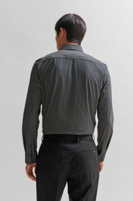 BOSS - Slim-fit shirt in printed performance-stretch fabric 
