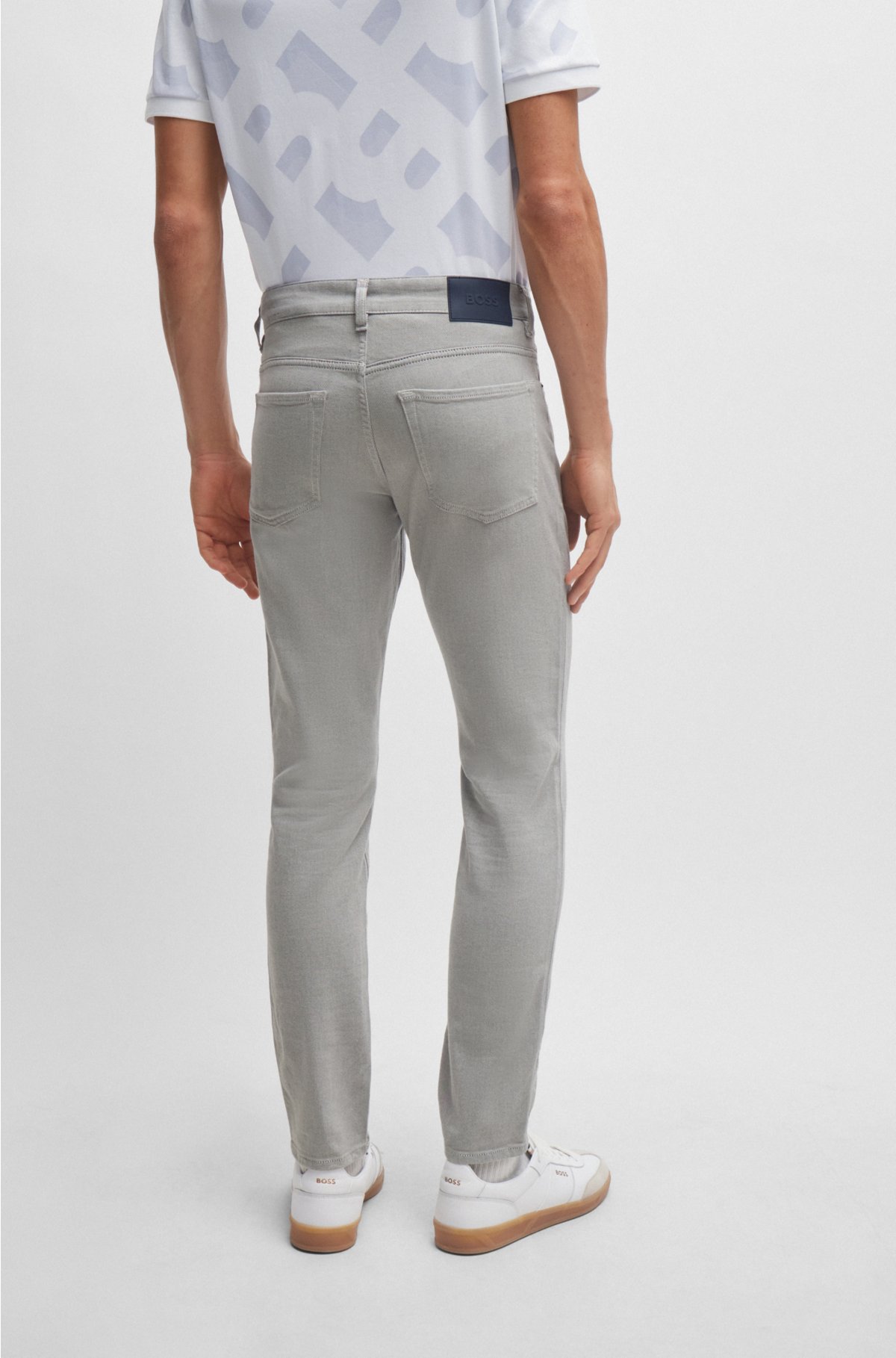 BOSS - Regular-fit jeans in micro-structured denim