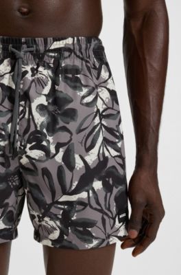 Swim shorts with all-over print, Light Grey