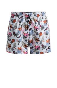 Swim shorts with all-over print, White