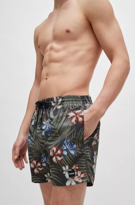 Fully lined swim shorts with seasonal print