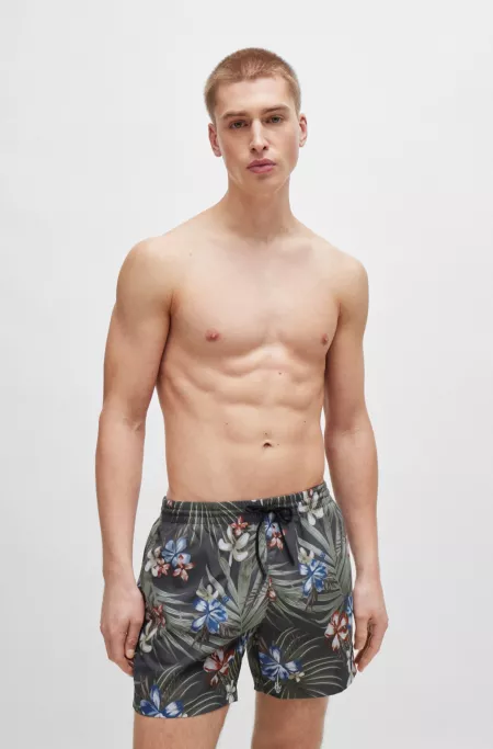 Fully lined swim shorts with seasonal print