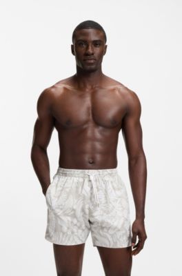 Badeshorts mit durchgehendem Print, Hellbeige