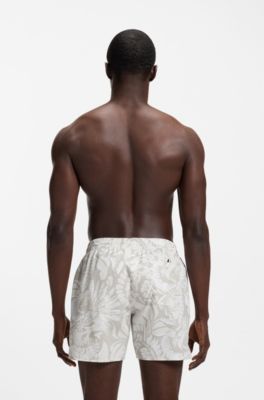 Badeshorts mit durchgehendem Print, Hellbeige