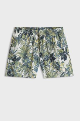 Printed swim shorts, Dark Green