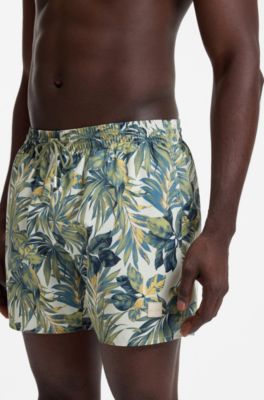 Printed swim shorts, Dark Green