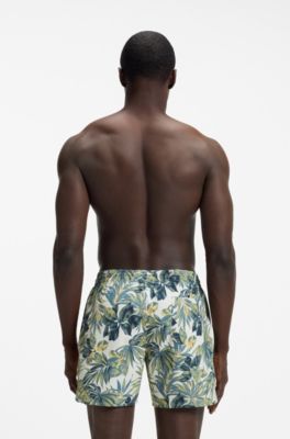 Printed swim shorts, Dark Green