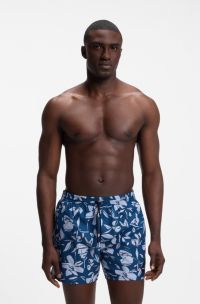 Swim shorts with all-over print, Blue Patterned