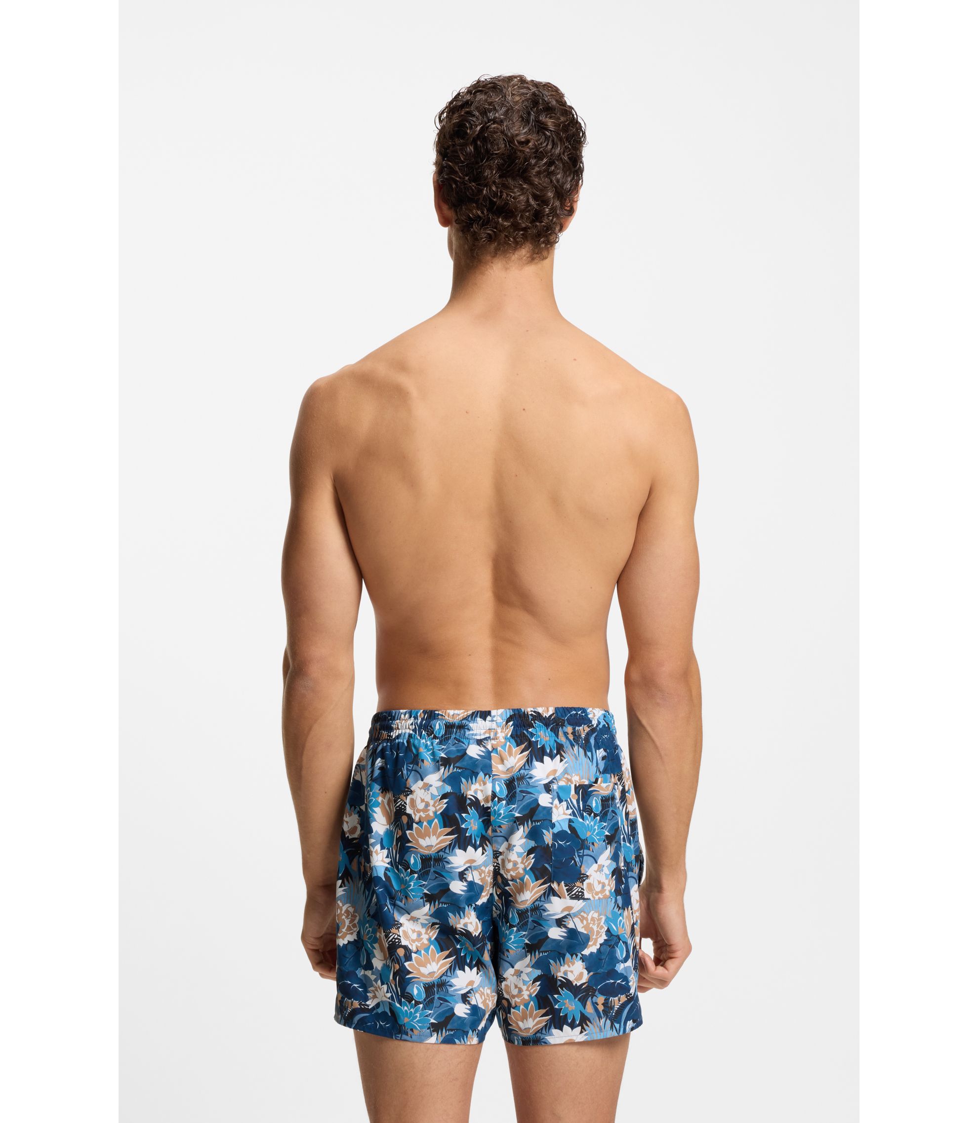 BOSS - ロゴパッチ スイムショーツ オールオーバープリント - ライトブルー