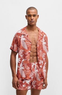 Swim shorts with all-over print, Orange