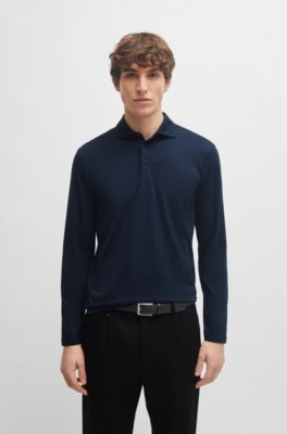 men's long sleeve polo shirts slim fit