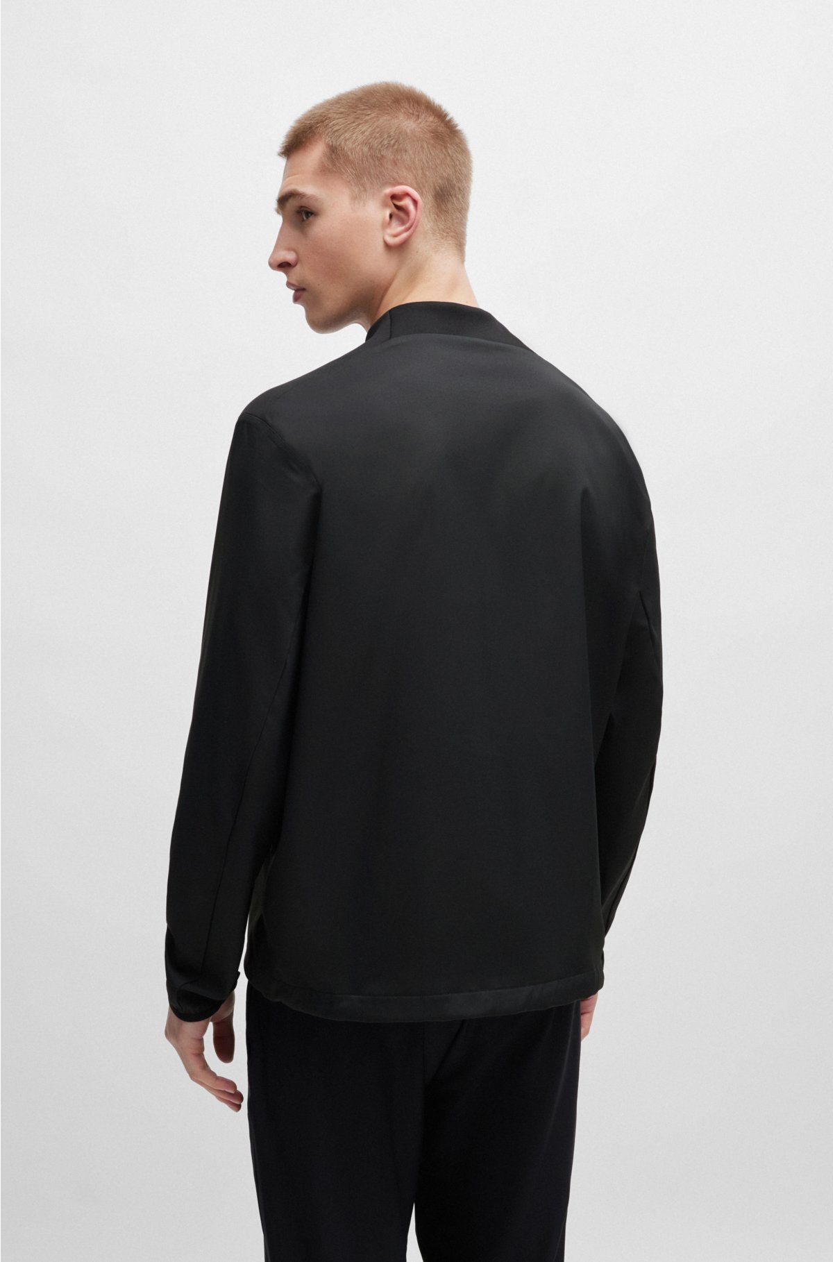 Water-repellent popover jacket with logo detail, Black