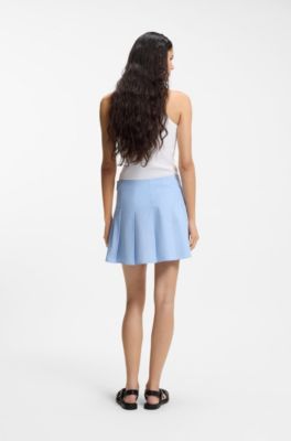 Camiseta de tirantes de algod&oacute;n el&aacute;stico con etiqueta con logo azul, Blanco