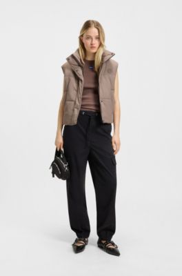 D&eacute;bardeur en coton stretch avec &eacute;tiquette logo bleue, Marron