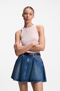 Stretch-cotton tank top with blue logo label, Light Pink