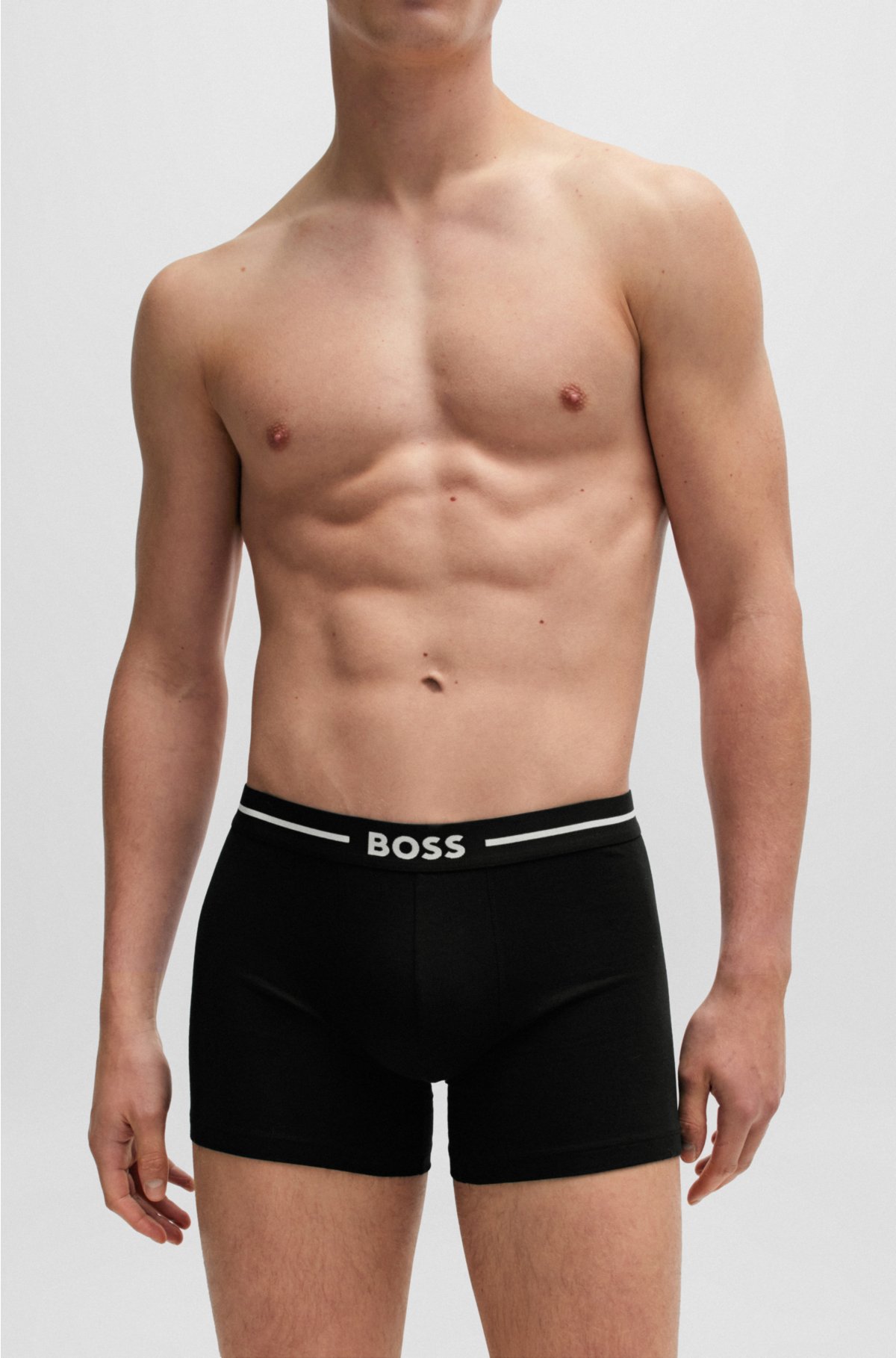Three-pack of boxer briefs in stretch cotton, Black / Grey