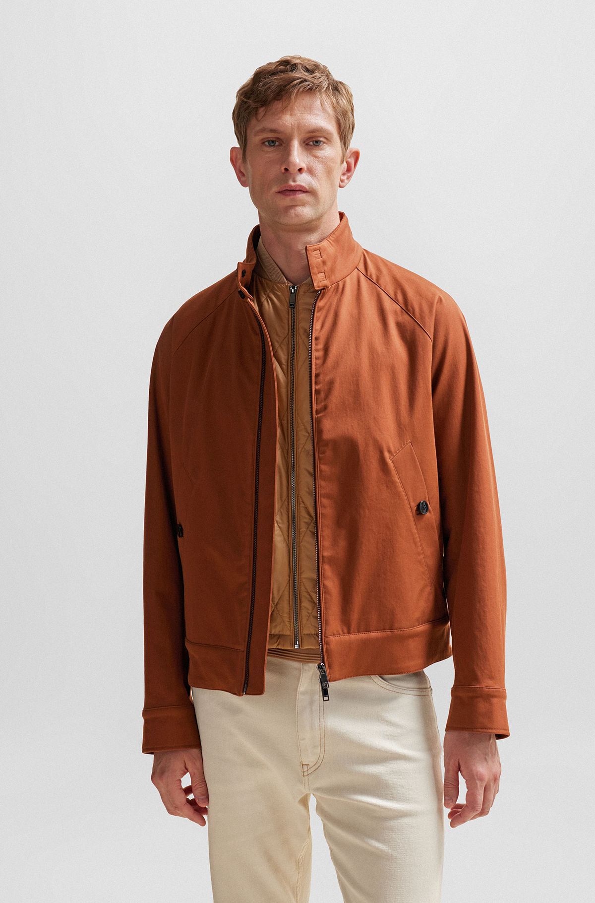 Regular-fit Harrington jacket with detachable inner gilet, Brown